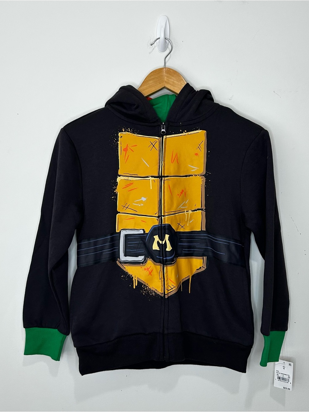 Nickelodeon TMNT Mutant Mayhem Boys Full Zip Hoodie Graphic Print M Black